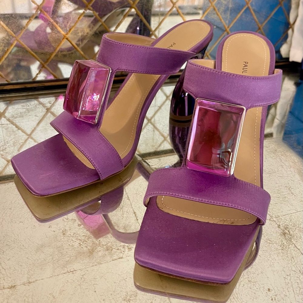 Paul Andrew Purple Chunky Heel Sandals